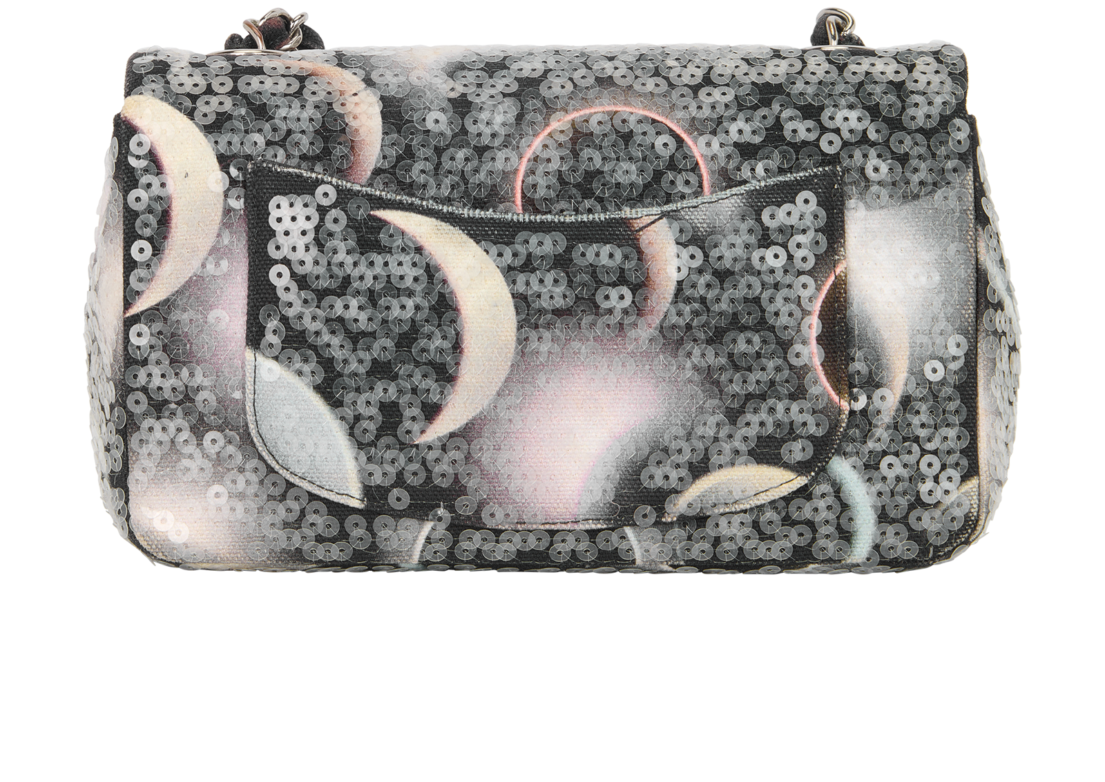 Mini Rectangular Classic Flap, &pound;3,500, Handbags, Black/White, Fabric, Back view